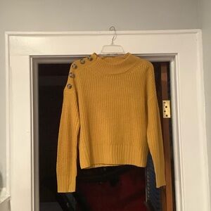 Chic Mustard Women's Sweater with Button Detail